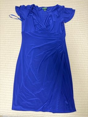 Ralph Lauren royal blue wrap-effect midi dress